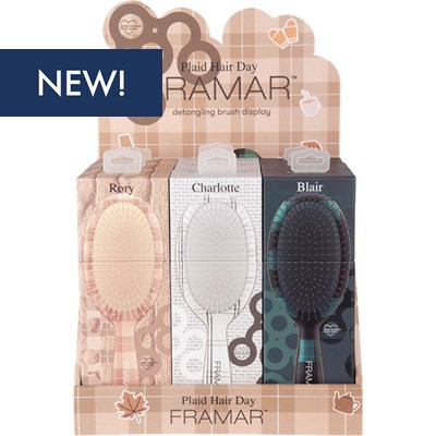 Framar Plaid Hair Day Detangle Brush Display 9 pc.