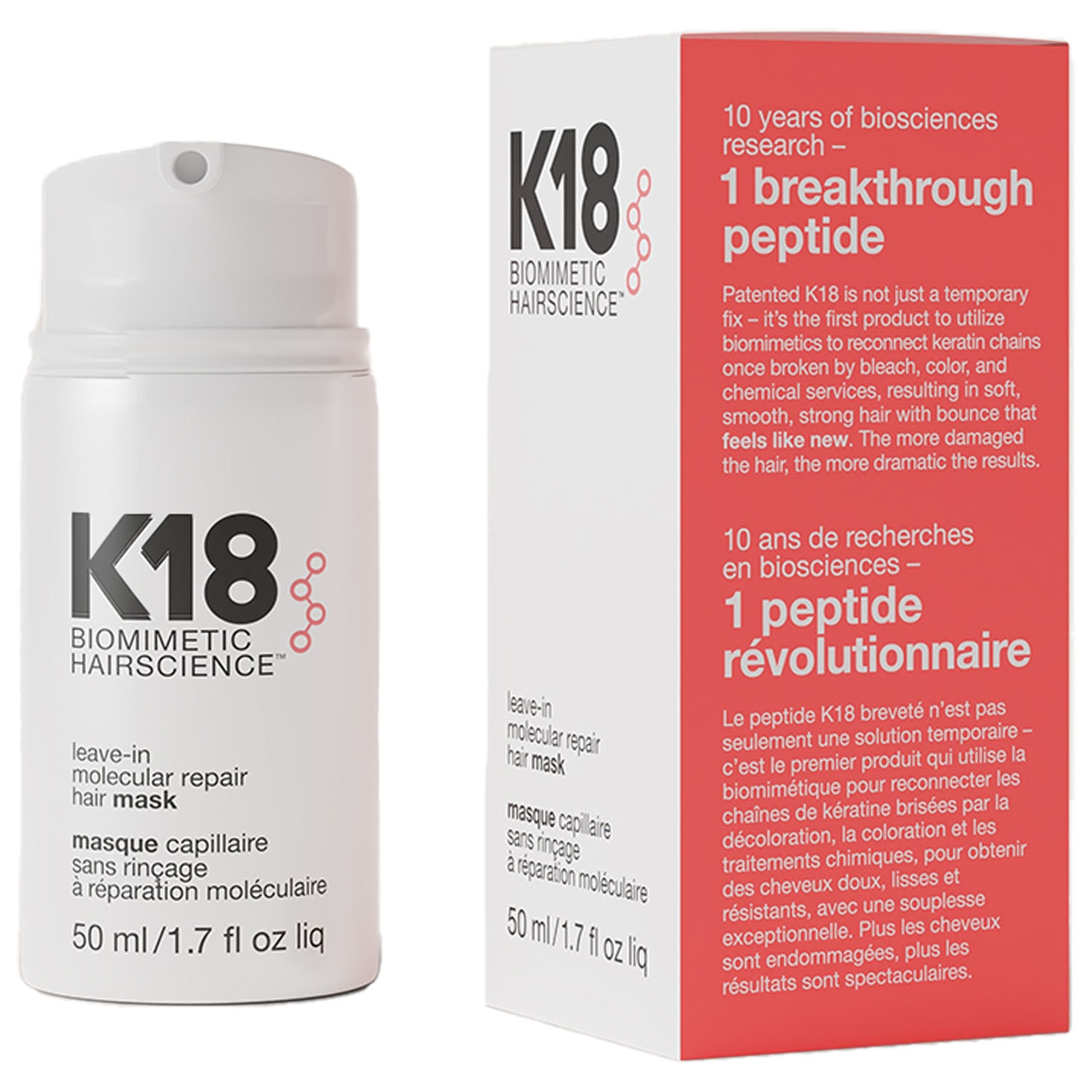 K18 high quality MOLECULAR REPAIR HAIR MASK 50 ml / 1.7 fl oz